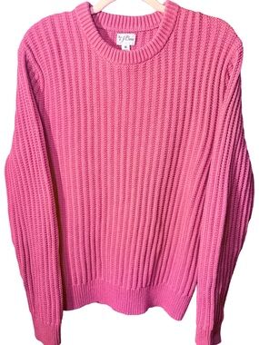 J Crew Heather Pink Cotton Fisherman Sweater M